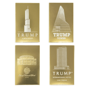 Trump Location Chocolate Set of 4, Trump Chicago, Trump Las Vegas, Trump Doral in Miami, and Trump Tower in New York