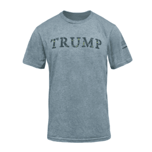 Trump Stencil tee Grey with Camo lettering
