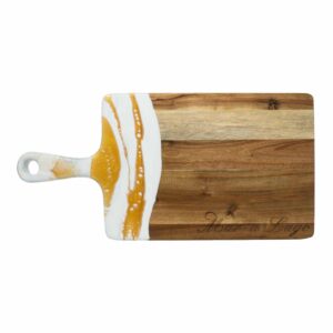 White & Gold Mar-a-Lago engraved Charcuterie Board 8X16 inches