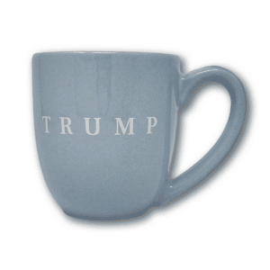 Light Blue Trump Mug with white lettering