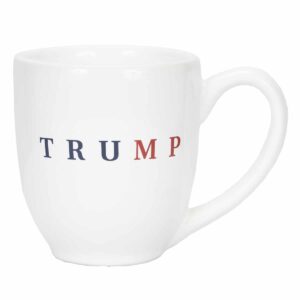White Patriotic Trump Mug with Red and blue lettering