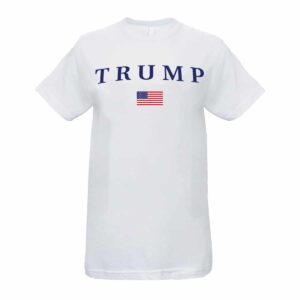 White Trump tee with Flag