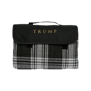 Black and White Plaid Portable Picnic Blanket