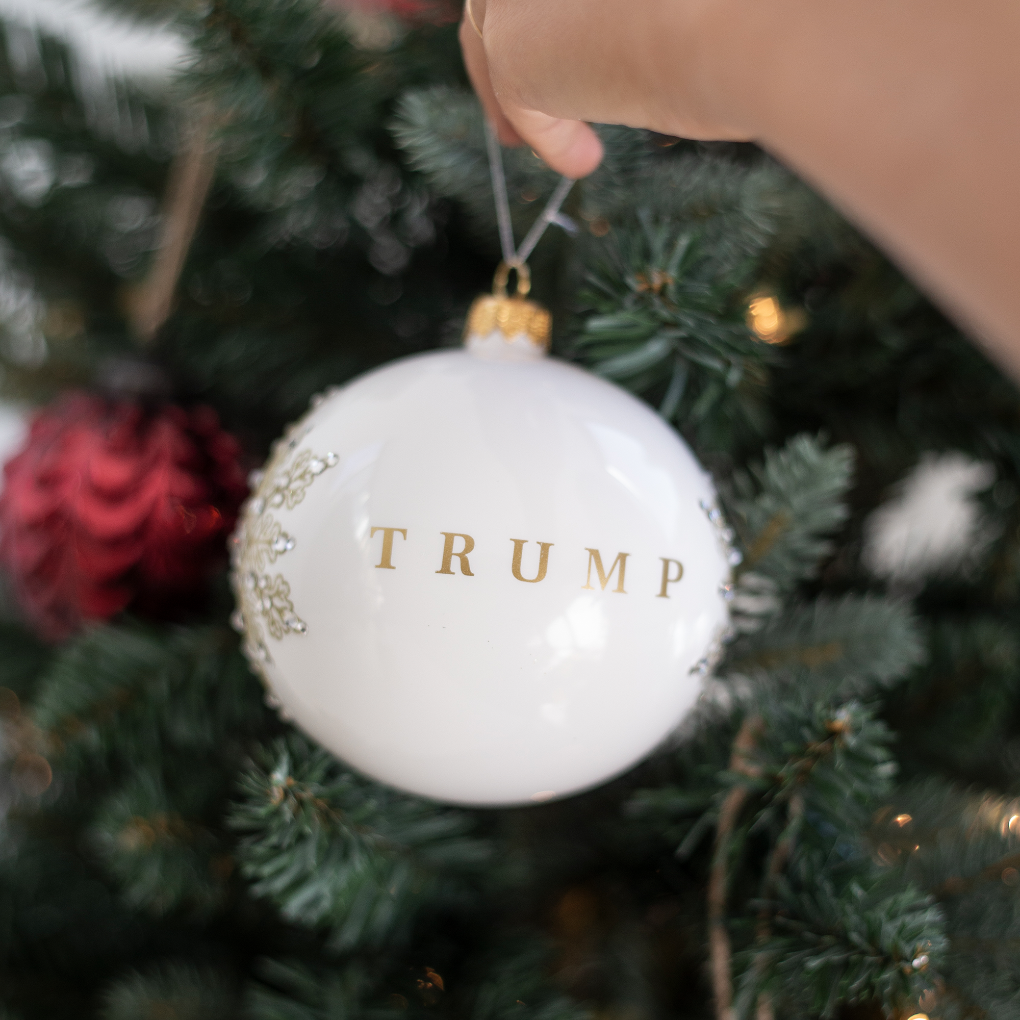 trump ball snowflake ornament - white trump ball snowflake ornament - white