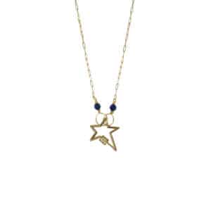 Gold Star Lapis Paperclip Necklace