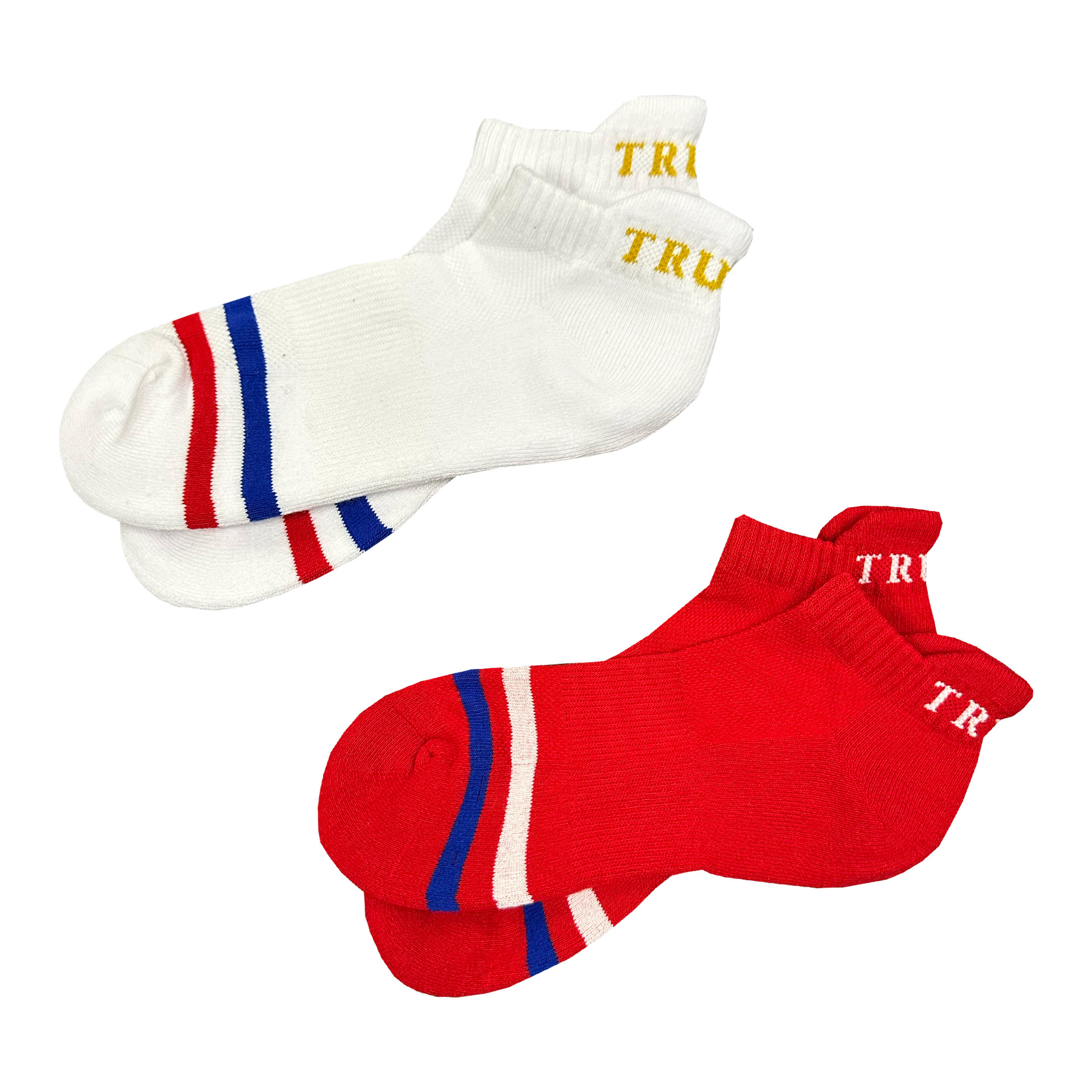 Stripe Trump Ankle Sock set_2 Red_White Stripe Trump Ankle Socks Set of 2