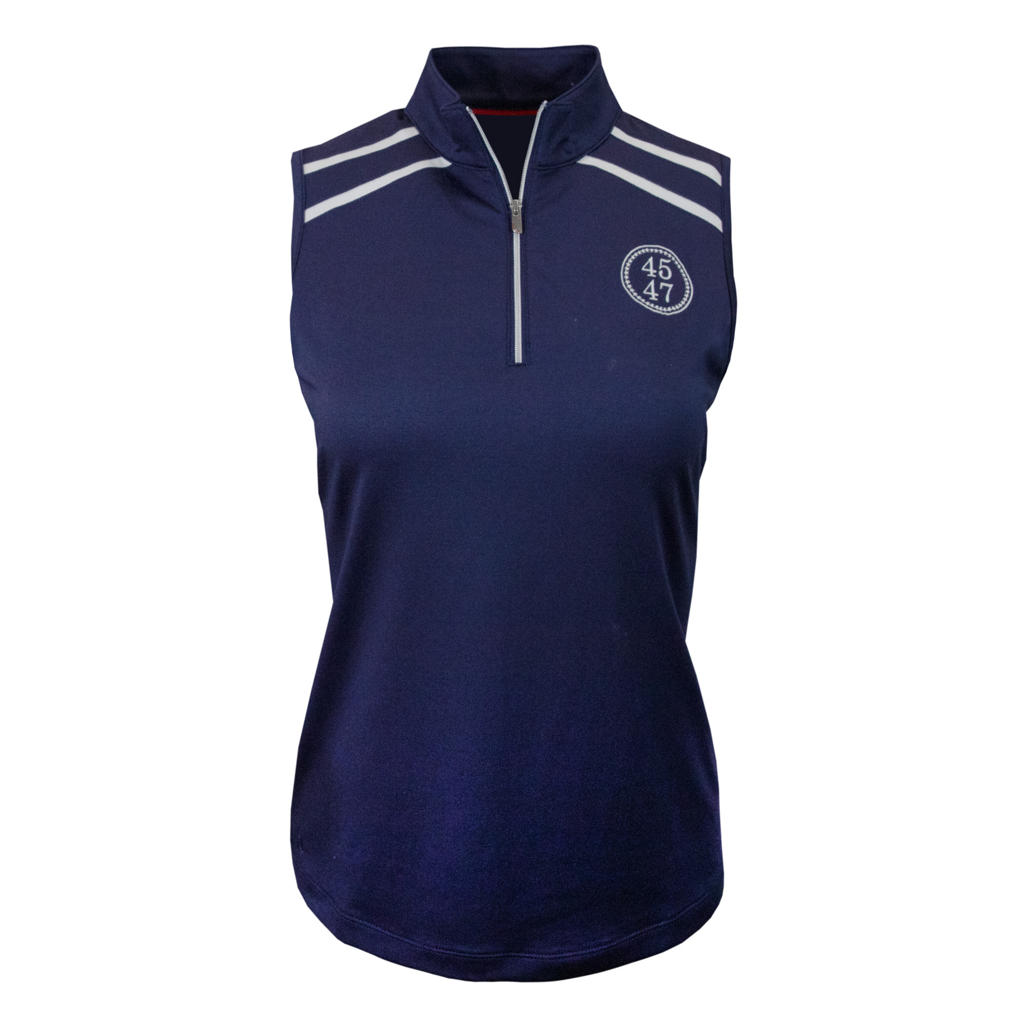 Alice Stripe Sleeveless Polo - Navy