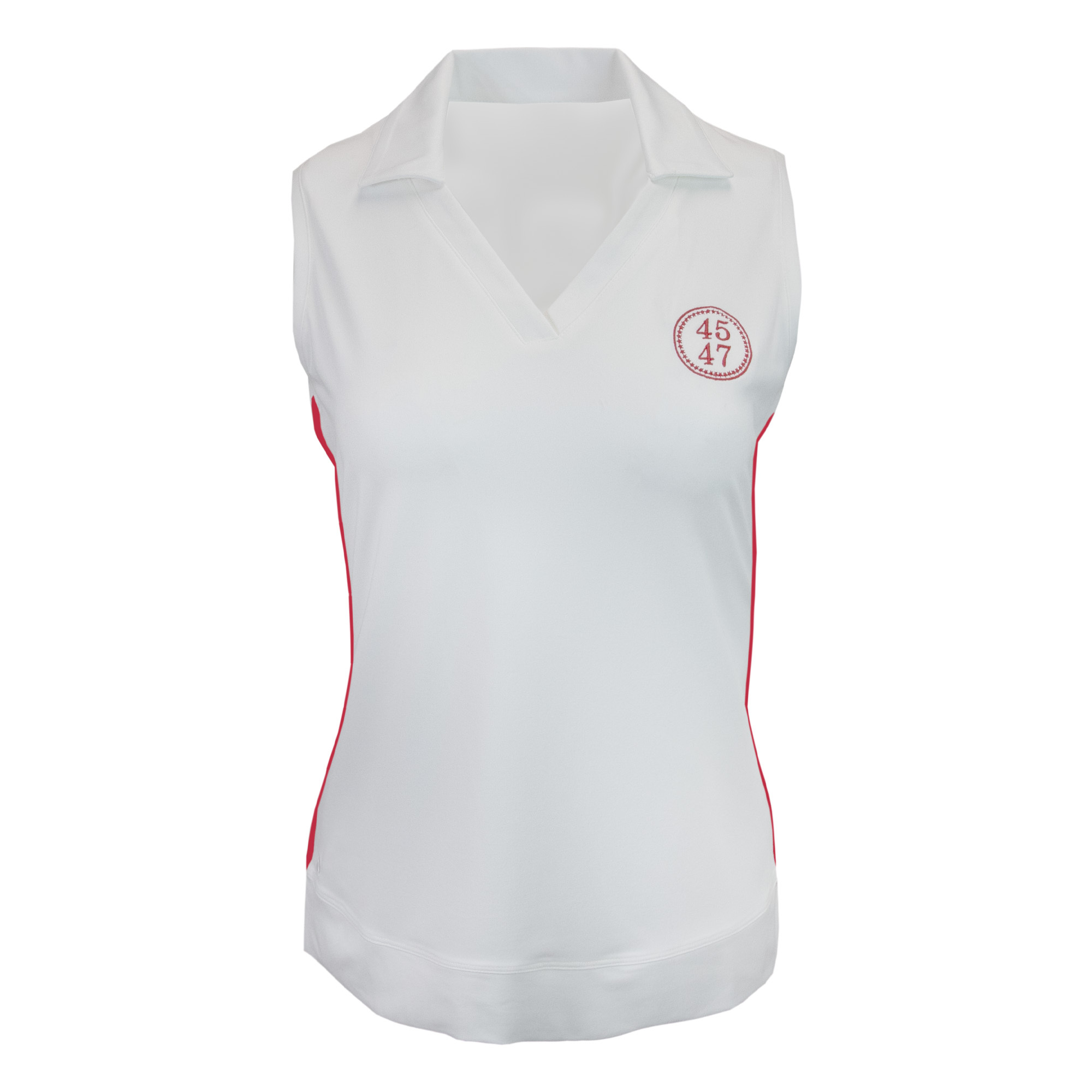 Bella Taping Sleeveless White Polo