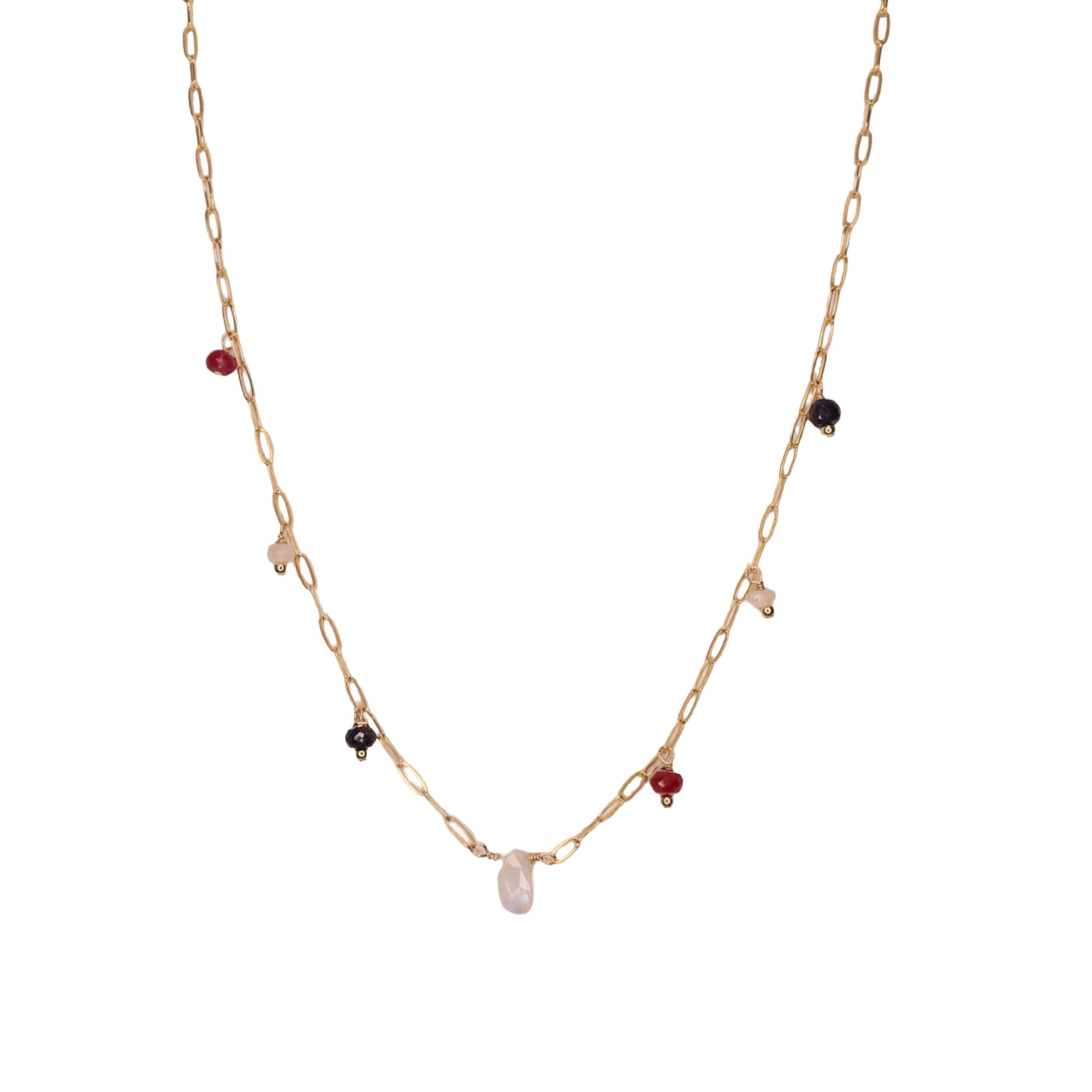 USA Gemstone Necklace - Gold