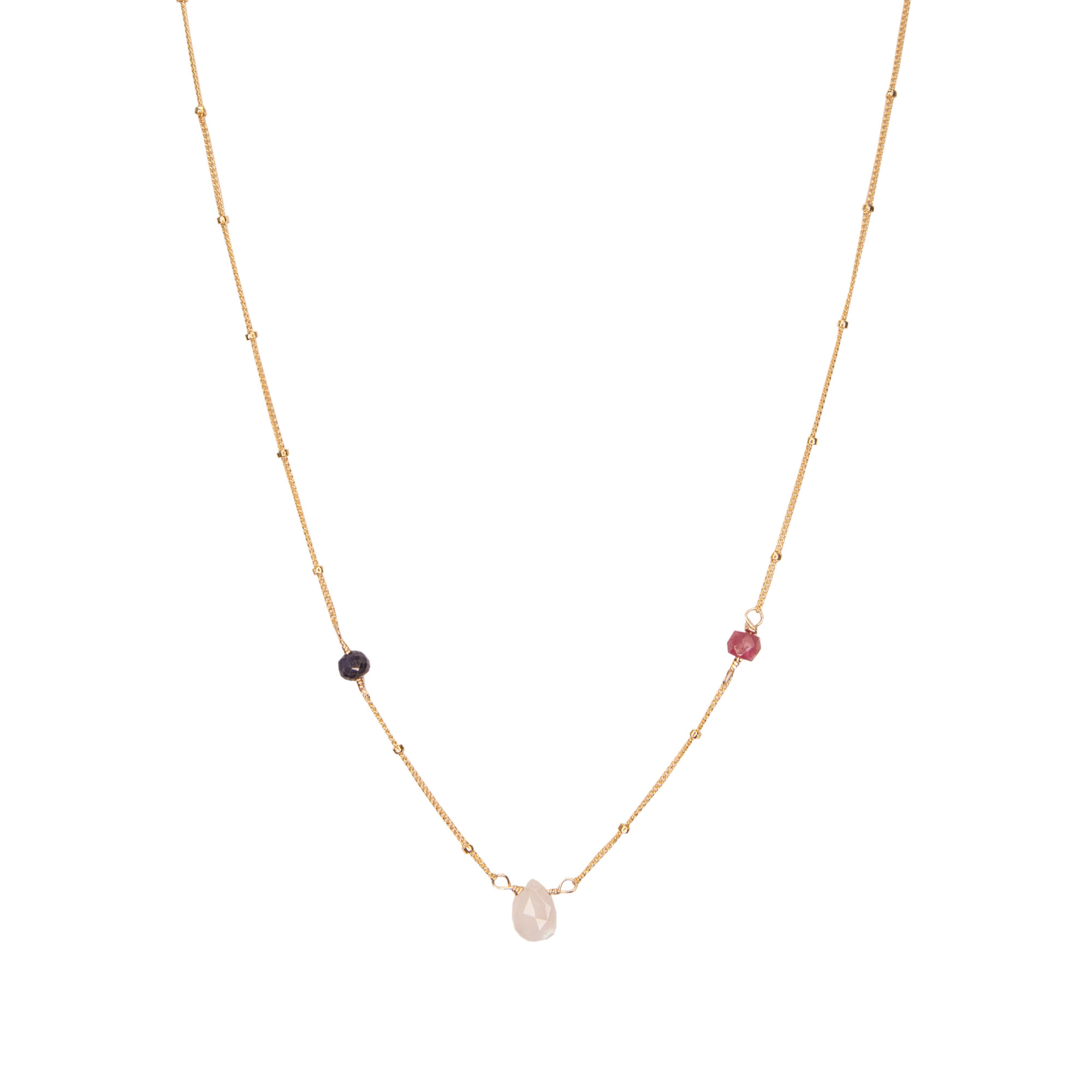 USA Gemstone Satellite Necklace - Gold