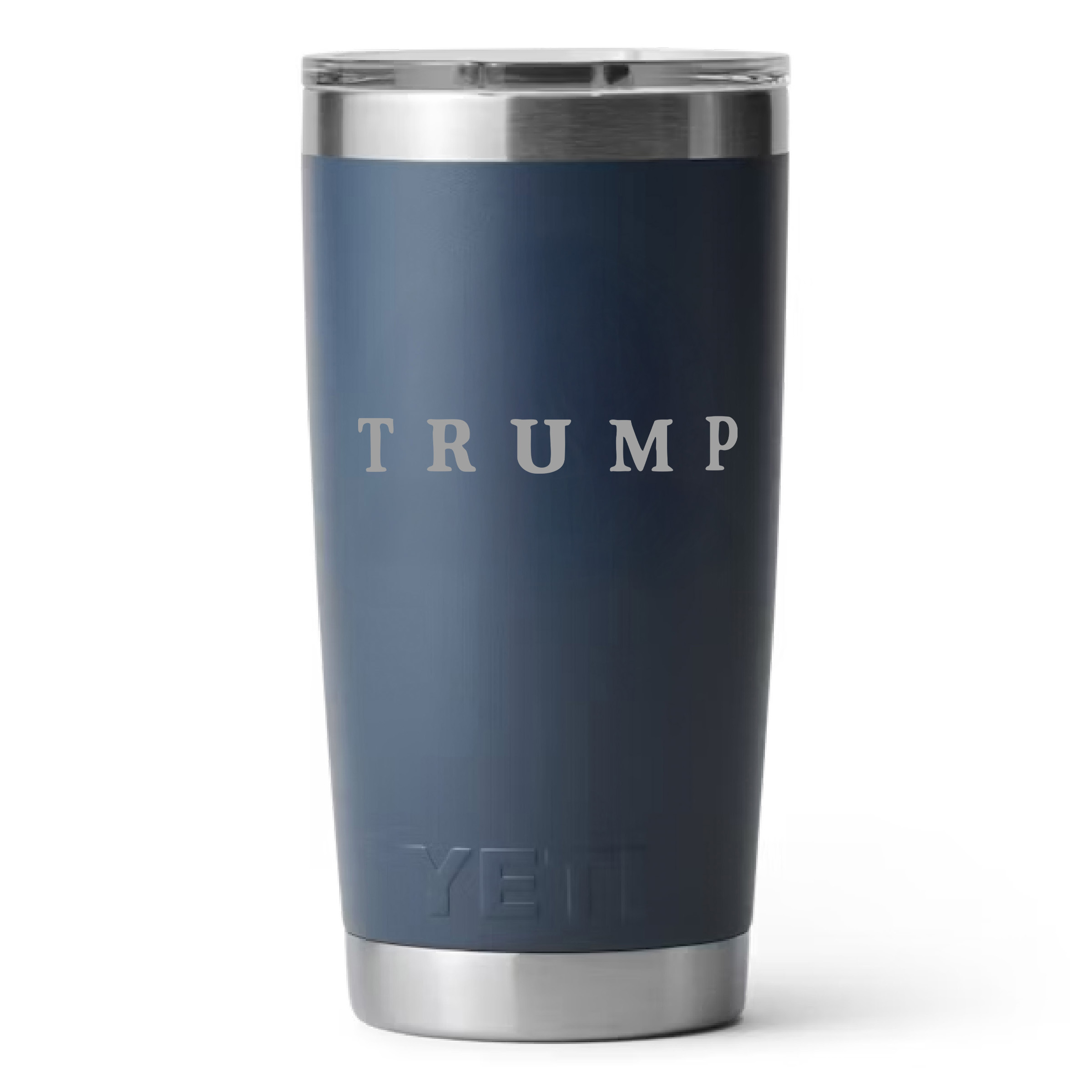 Trump 20 oz Yeti tumbler in the color navy Trump 20 oz Yeti tumbler in the color navy