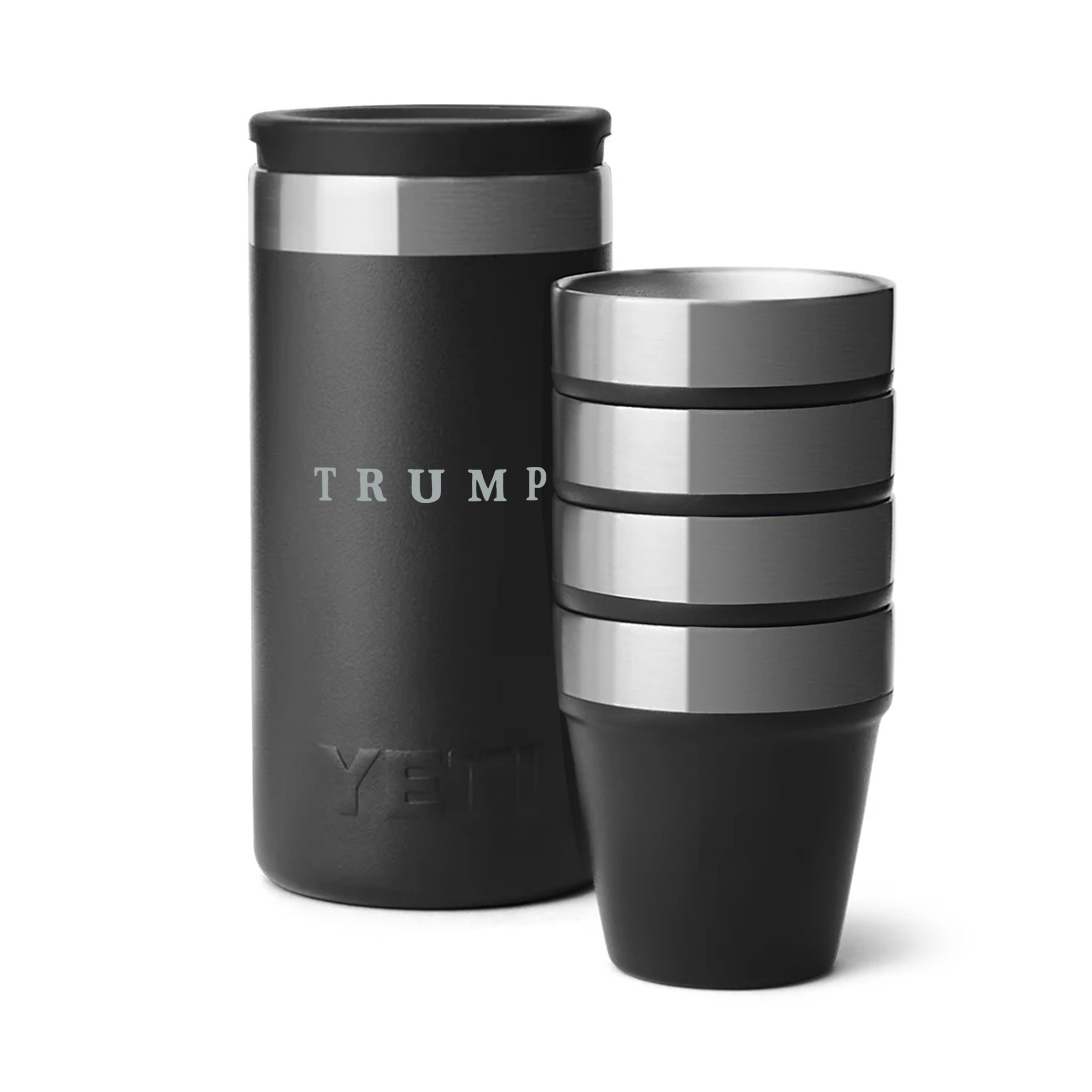 Trump Shot Glasses & Carrying Case in the Color Black