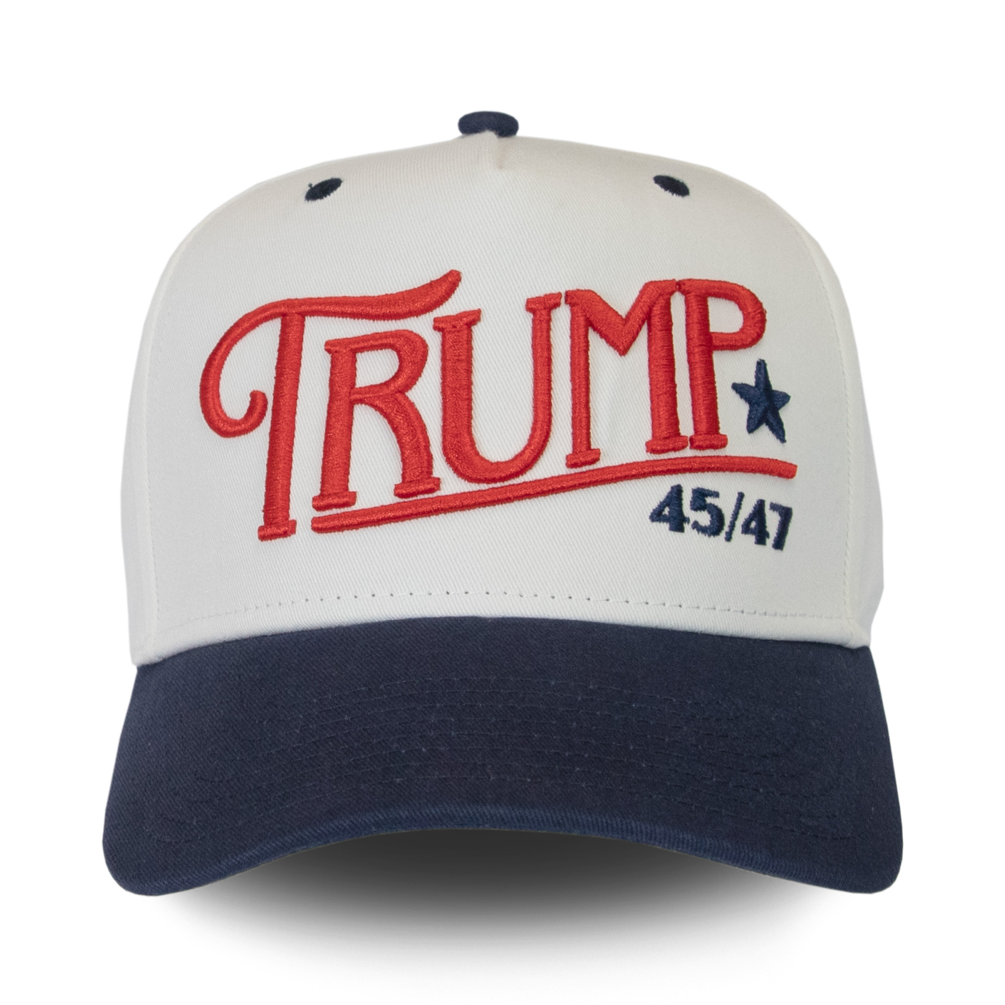 Trump 45/47 Embroidered Hat - Navy/White