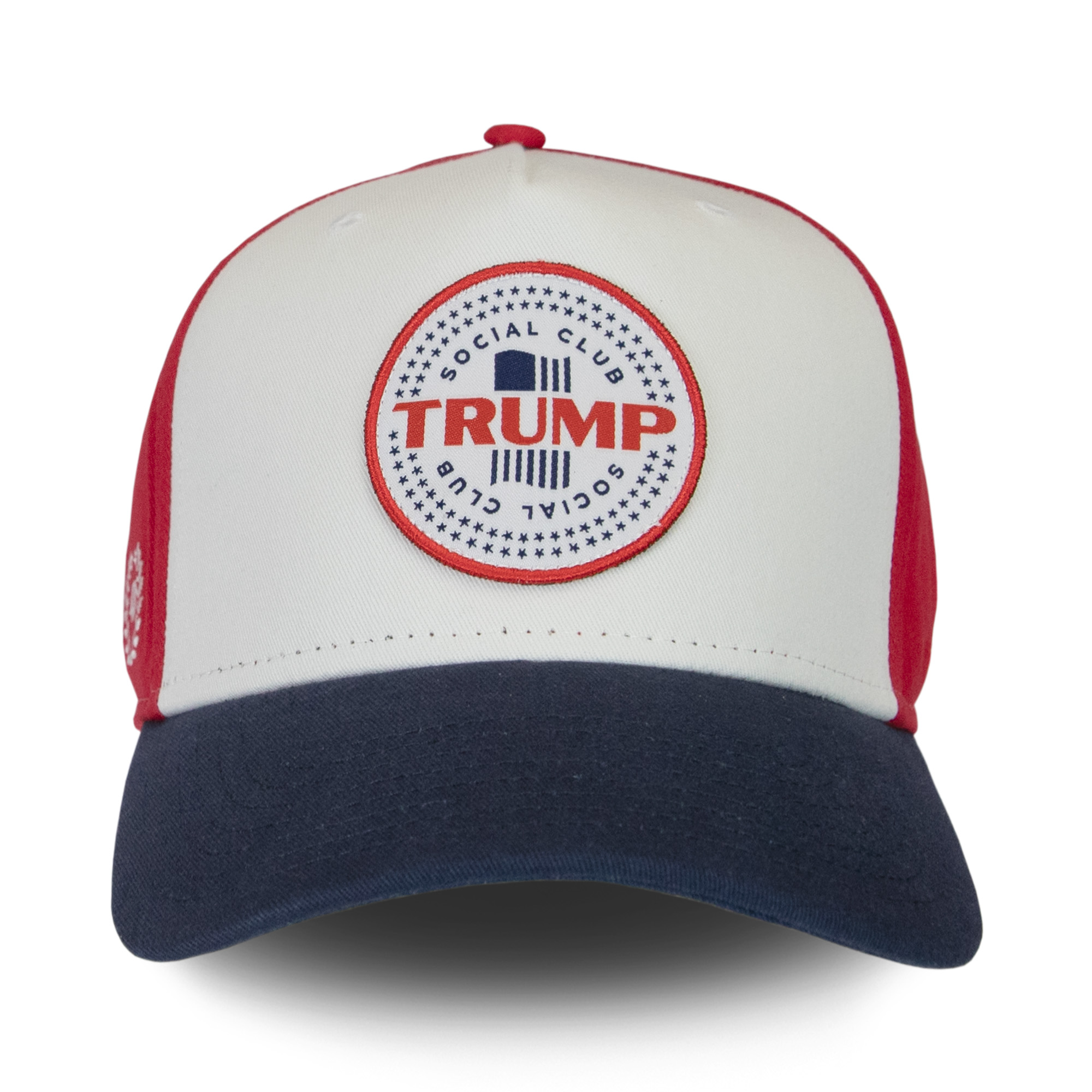 Trump Social Club Patch 5 Panel Hat - navy red white front