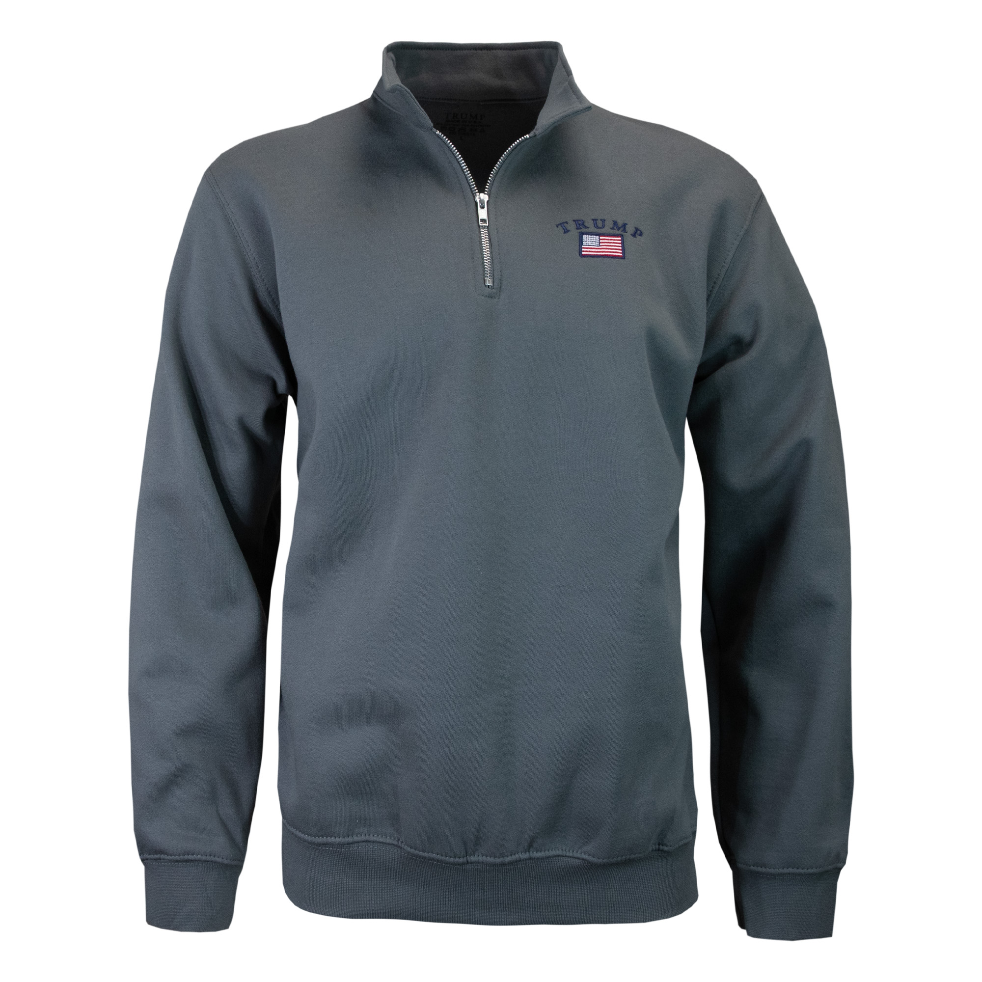 Embroidered Flag Arc 1/4 Zip - Charcoal
