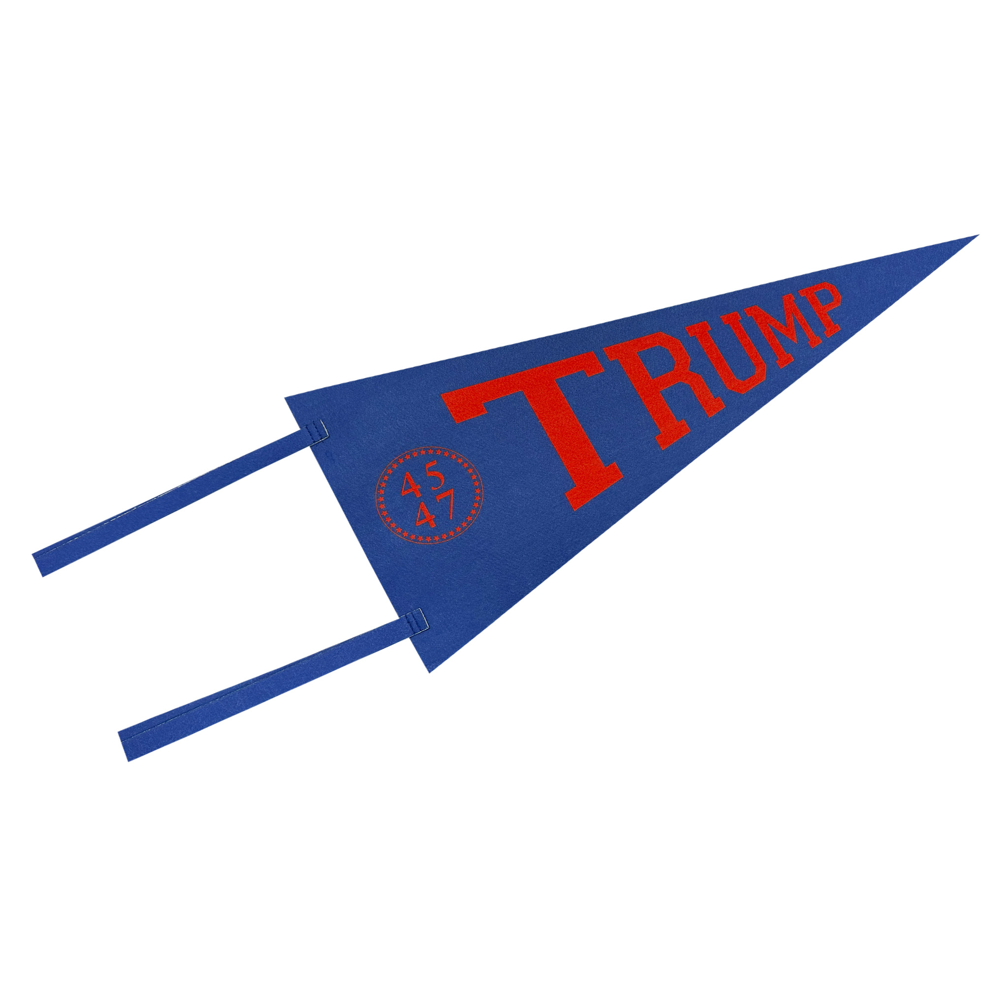 Trump 45-47 Patriotic Pennant with a Royal Base and Red Lettering