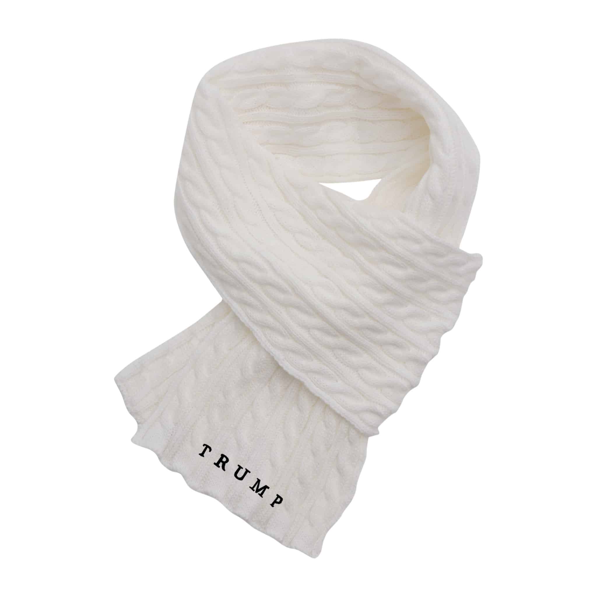 Trump Cable Knit Scarf - White