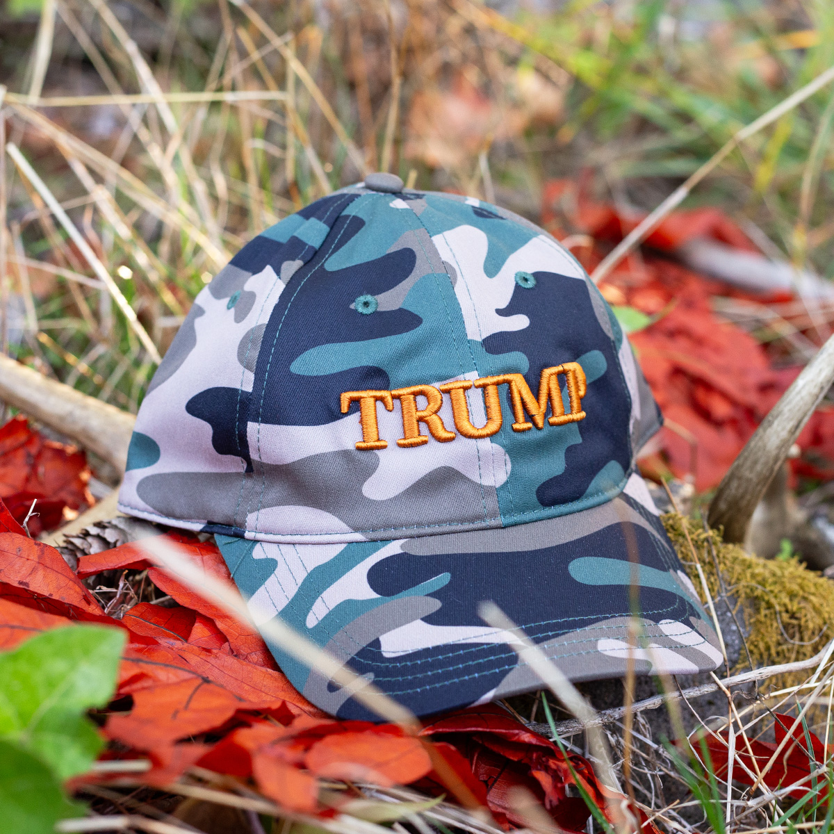 Raised Camo Trump Hat - Orange Raised Camo Trump Hat in the color orange