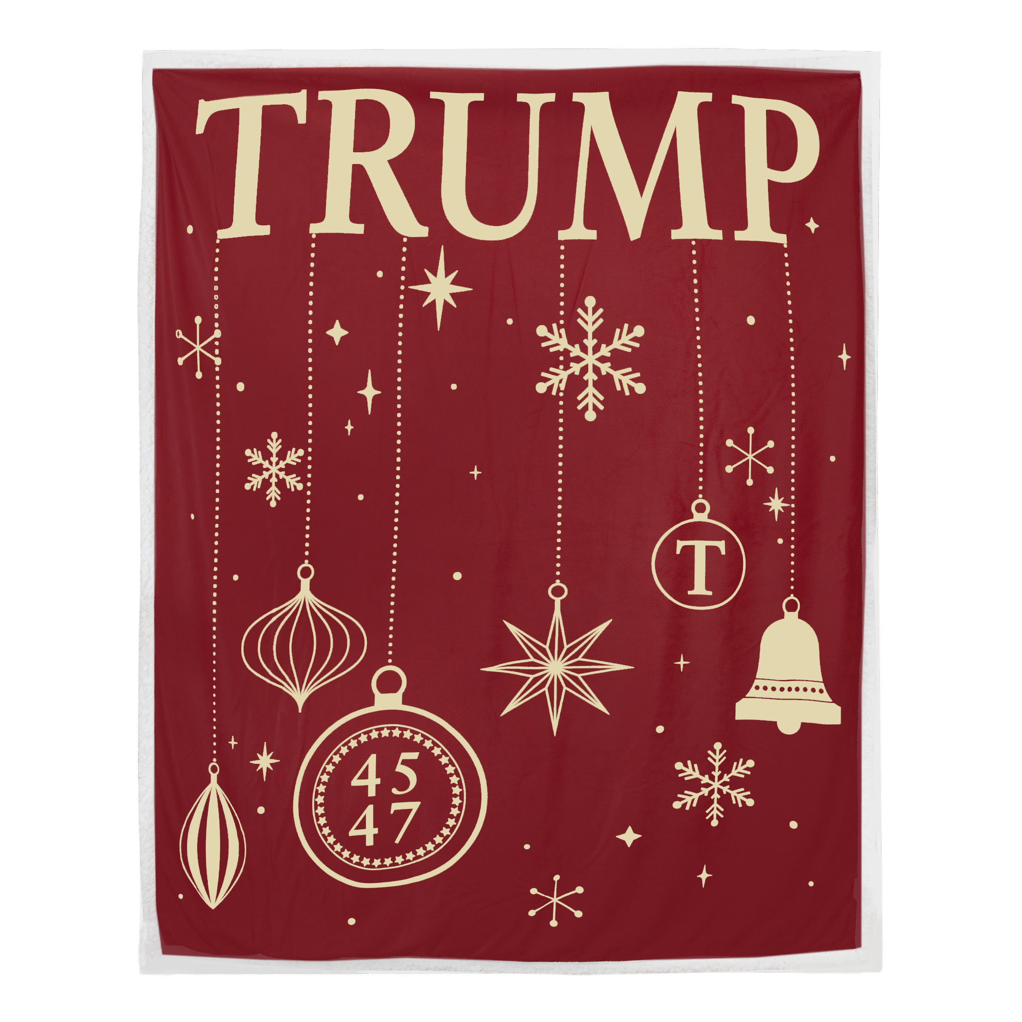 Trump Holiday Ornament Blanket in the color Red